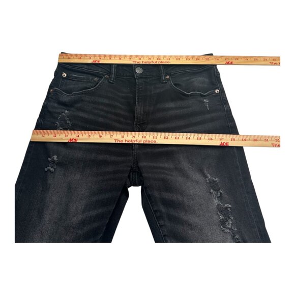 American Eagle AirFlex Ripped Skinny Jeans Black Wash Stretchy Size 31W x 32L - Picture 13 of 16